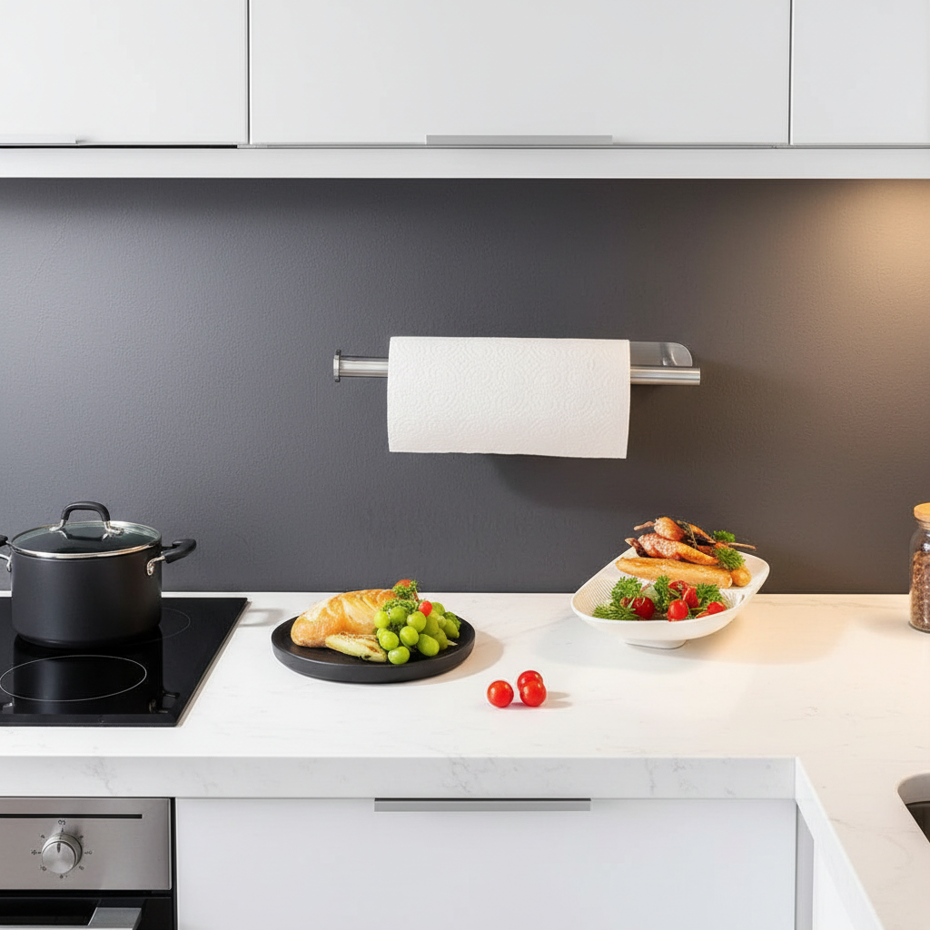 Suporte de aço inoxidável na cozinha